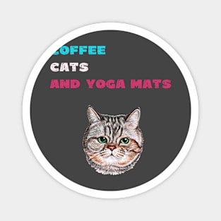 Coffee cats and yoga mats funny yoga and cat drawing Magnet